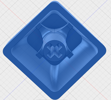 The 3D modeled keyboard cap from the bottom.