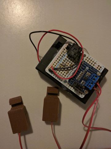 The amp circuitry and transducers for the DIY bone conduction headphones.