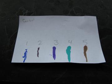 Each ink blot on a piece of test paper shows no smudging