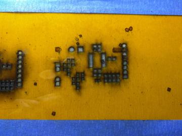 A slightly less gross laser cut Kapton soldermask