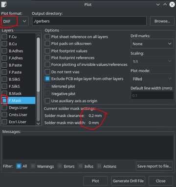 KiCAD soldermask settings